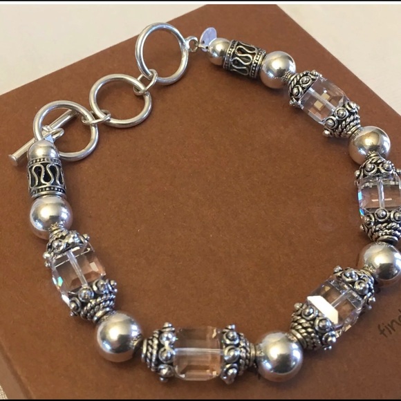 Silpada Sterling Silver Swarovski Crystal Bead Bracelet Toggle Clasp B1147 - Picture 3 of 15